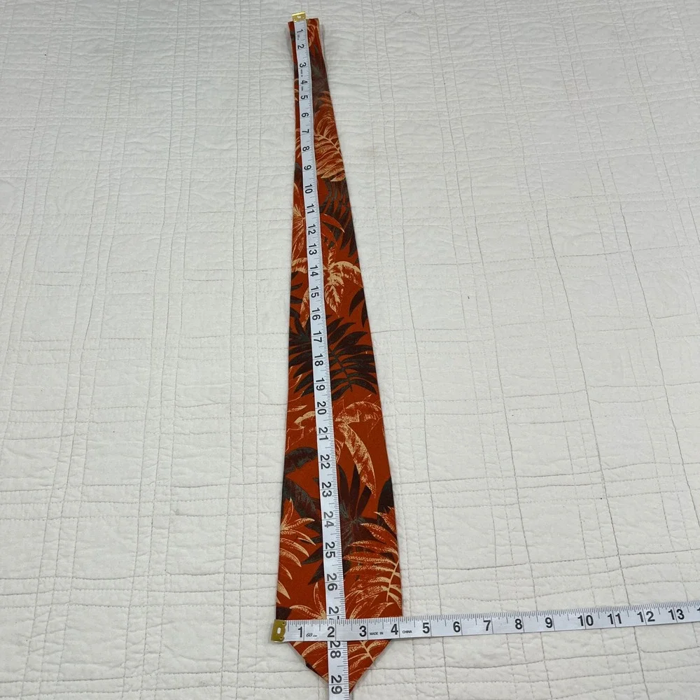 Tommy Bahama Mens Silk Tie Rust Orange Tropical Palm Leaf Botanical Hand Made